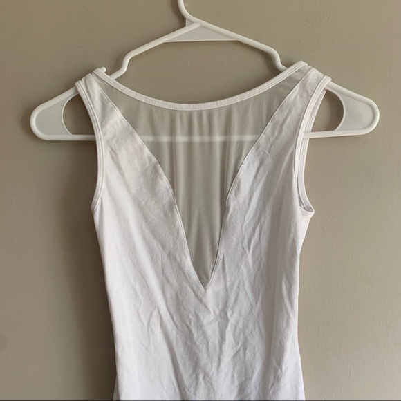 White // American Apparel Gloria Bodycon Mesh Scoop-Back Mini Dress - Picture 6 of 8